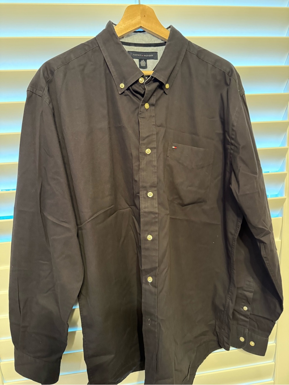 Tommy Hilfiger Men's Dark Brown Button-Down Shirt with Chest Pocket